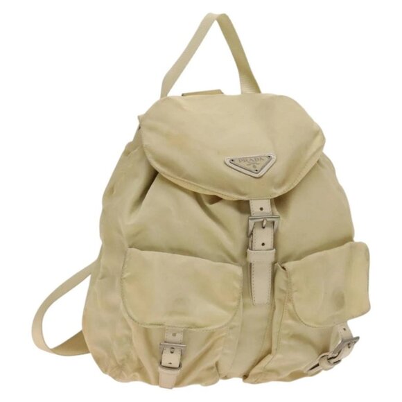 PRADA Backpack Nylon Ivory Silver Auth 139259 - Picture 1 of 16